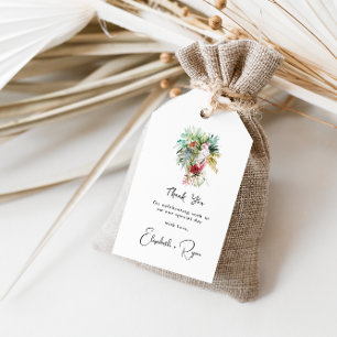 Étiquettes-cadeau Palmes florales tropicales   MERCI MARIAGE