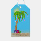 Étiquettes-cadeau Palmier de Noël dans le sable (Devant)