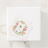 Étiquettes Cadeau Palmier tropical Crest Monogram Beach Mariage (En situation)