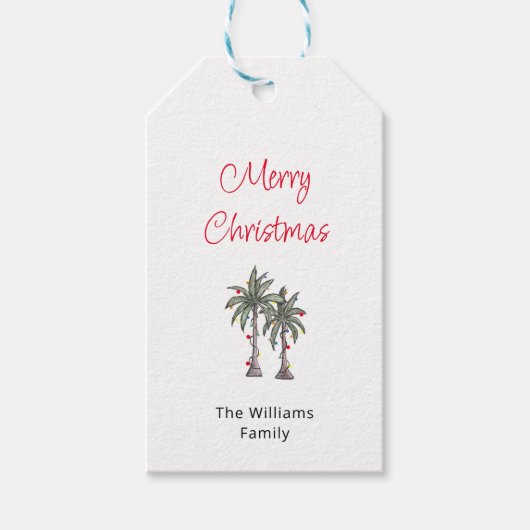 Étiquettes-cadeau Palmiers de Noël tropicaux (Devant)