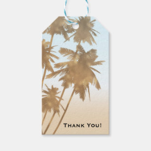Étiquettes-cadeau Palmiers ombrés de plage aux paumes de bronze doré