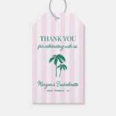 Étiquettes-cadeau Palmiers verts rayures roses (Devant)