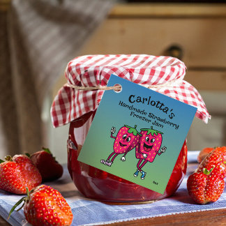 Étiquettes Cadeau Pals de fraises Drôle Cartoon Pie de confiture et