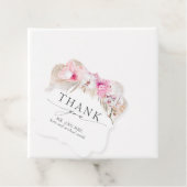 Étiquettes Cadeau Pampas Fleurs roses Grass Merci Mariage (En situation)