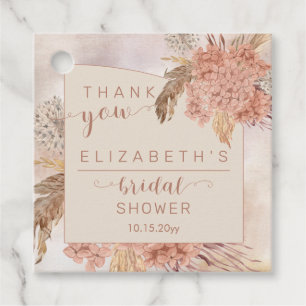 Étiquettes Cadeau Pampas Grass Hydrangeas Fête des mariées Merci