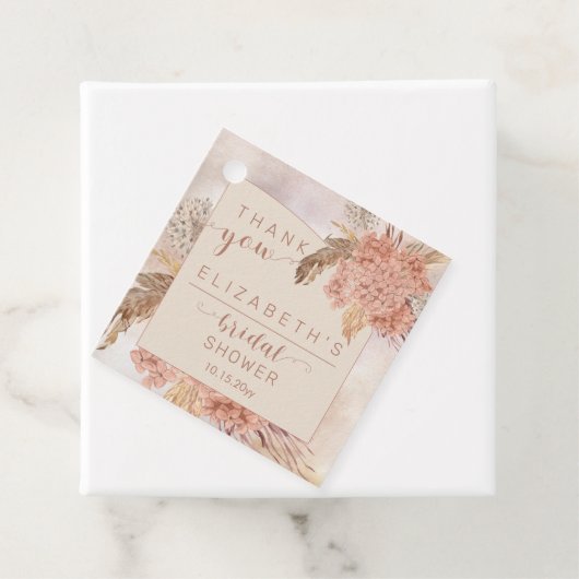 Étiquettes Cadeau Pampas Grass | Hydrangeas Fête des mariées Merci (En situation)