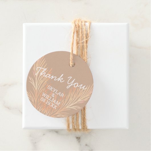 Étiquettes Cadeau Pampas Grass Mariage tendance Boho Merci (En situation)