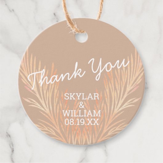 Étiquettes Cadeau Pampas Grass Mariage tendance Boho Merci (Devant)