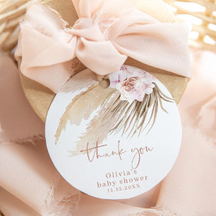 Étiquettes Cadeau Pampas herbe baby shower bohème