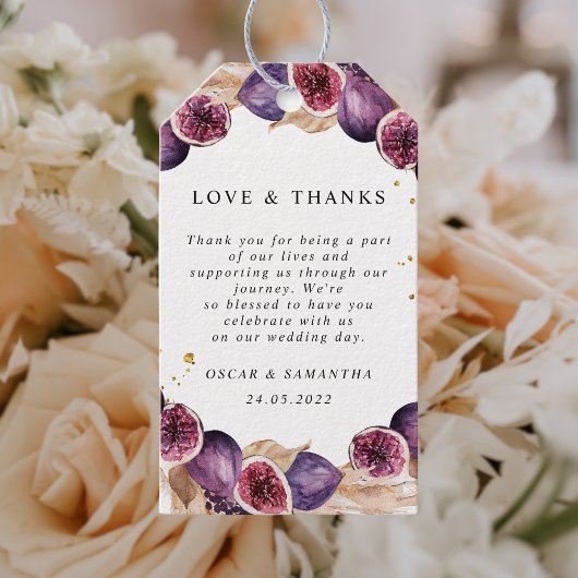 Étiquettes-cadeau Pampas moderne & Figues violettes Cadre de beauté