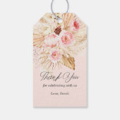 Étiquettes-cadeau Pampas rose floral boho herbe bébé douche (Dos)