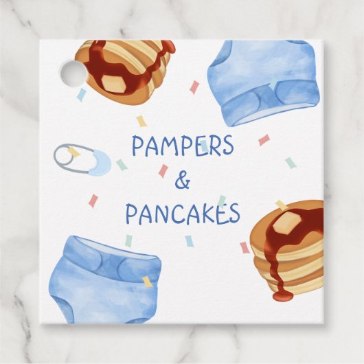 Étiquettes Cadeau Pampers bleus et crêpes (Devant)