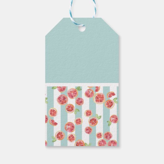 Étiquettes-cadeau Pamplemousse rose Motif sur les rayures vertes Ann (Dos)