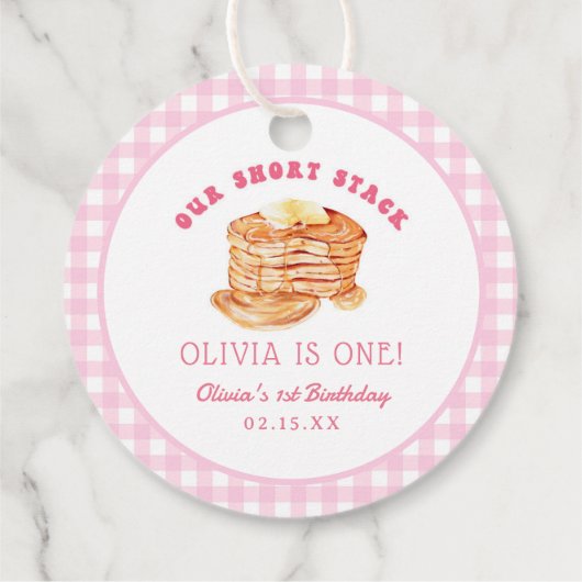 Étiquettes Cadeau Pancake Short Stack Girl 1er anniversaire fête (Dos)