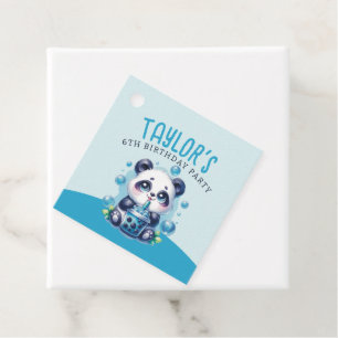 Étiquettes Cadeau Panda Boire Bleu Boba Bubble Thé fête d'anniversai