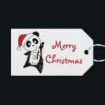 Étiquettes-cadeau Panda Christmas Snow Winter Animals Pandas Trucker<br><div class="desc">The panda for Christmas with fairy lights. Funny animals with gifts and snow to the holidays. Also funny for Christmas in July. Pandas are sweet animals and perfect for Christmas.</div>