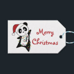 Étiquettes-cadeau Panda Christmas Snow Winter Animals Pandas Trucker<br><div class="desc">The panda for Christmas with fairy lights. Funny animals with gifts and snow to the holidays. Also funny for Christmas in July. Pandas are sweet animals and perfect for Christmas.</div>