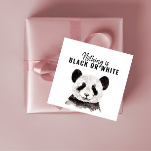 Étiquettes Cadeau Panda Funky Moderne Noir Et Blanc Avec Citation