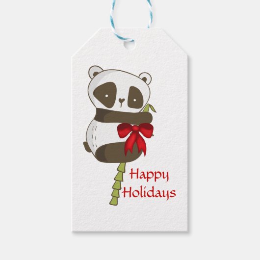 Étiquettes-cadeau Panda Joyeuses Fêtes (Devant)