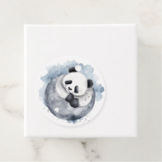 Étiquettes Cadeau Panda mignon endormi aquarelle