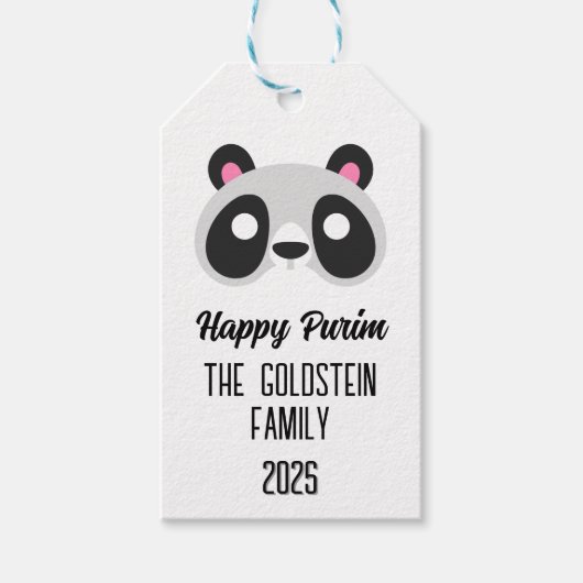Étiquettes-cadeau Panda Purim masque mascarade (Devant)