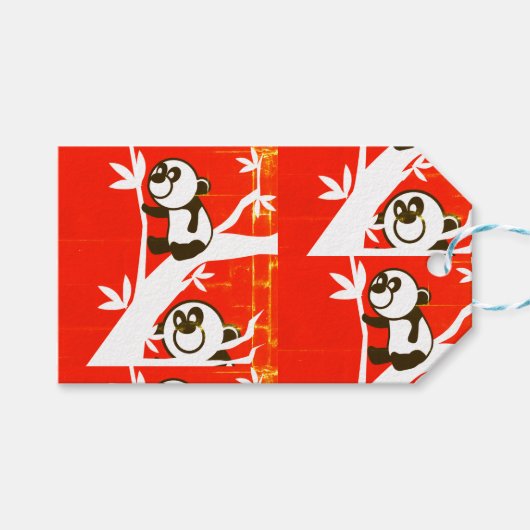 Étiquettes-cadeau Pandas d'anniversaire (Devant (Horizontal))