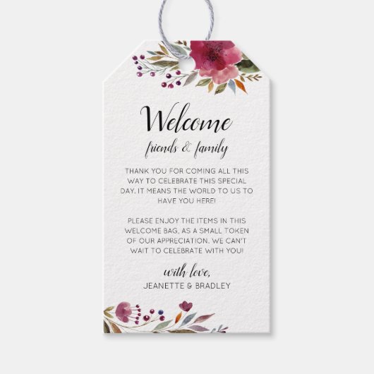 Étiquettes-cadeau Panier cadeau de bienvenue Mariage de automne de f (Devant)