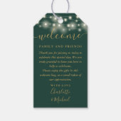 Étiquettes-cadeau Panier d'accueil pour mariage vert et or (Devant)