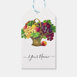 Étiquettes-cadeau Panier de fruits vintage - personnalisé