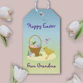 Étiquettes-cadeau Panier de Pâques et poussin pour bébé