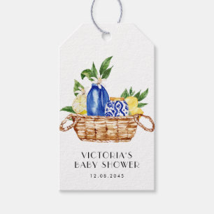 Étiquettes-cadeau Panier Méditerranéen à l'aquarelle Baby Shower