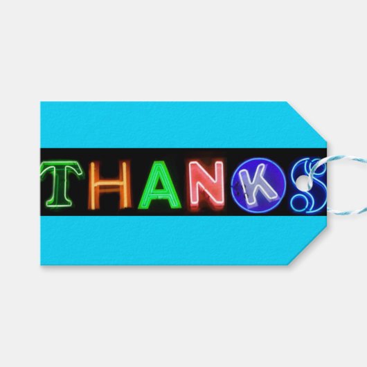 Étiquettes-cadeau Panneau néon Luminosité dans l'obscurité Merci cad (Devant (Horizontal))