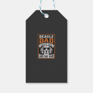 Étiquettes-cadeau Papa Beagle alimenté par le café et les poils de c