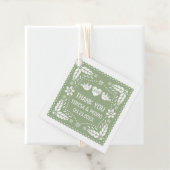 Étiquettes Cadeau Pape vert Sage picado inséparables mariage (En situation)