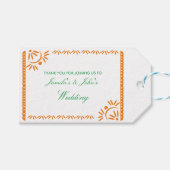 Étiquettes-cadeau Papel Picado Fiesta Mariage mexicain Orange (Devant (Horizontal))