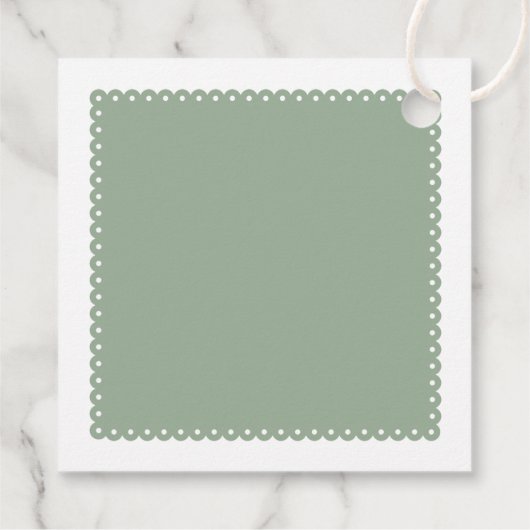 Étiquettes Cadeau Papel picado inséparables sauge vert mariage fiest (Dos)