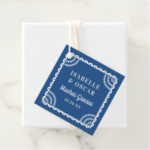 Étiquettes Cadeau Papier bleu coloré Picado Mariage