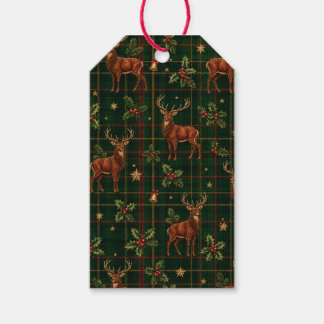 Étiquettes-cadeau Papier cadeau de Noël Tartan Stag
