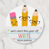 Étiquettes Cadeau Papier crayon de retour à l'école (Devant)