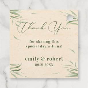 Étiquettes Cadeau Papier d'artisanat beige en feuillage vert poussié