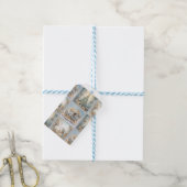 Étiquettes-cadeau Papier d'enveloppement bleu et or (Avec de laficelle)