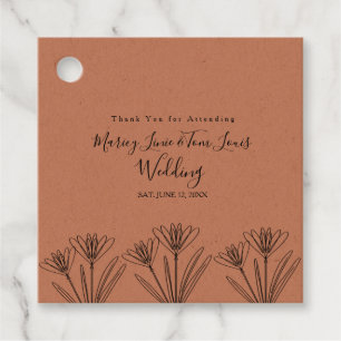 Étiquettes Cadeau Papier Kraft Floral Fleur de Printemps Dessinée à