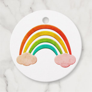 Étiquettes Cadeau Papier vintage Coupé Arc-En-Ciel Et Nuages