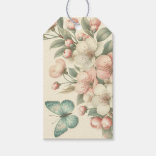 Étiquettes-cadeau Papillon à ressort/floral vintage
