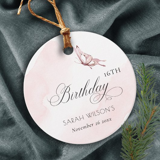 Étiquettes Cadeau Papillon Aquarelle Rose Bleu N'importe quel âge An