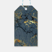 Étiquettes-cadeau Papillon Art déco Bleu Or "Merci" (Dos)