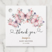Étiquettes Cadeau Papillon Baby shower fille rose (Devant)