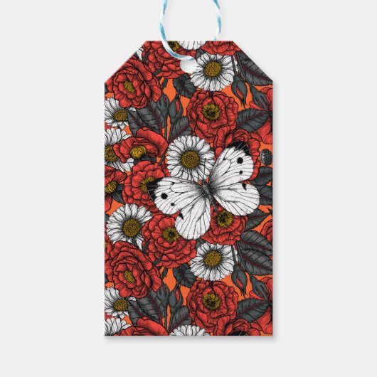 Étiquettes-cadeau Papillon blanc et rose (Devant)