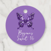 Étiquettes Cadeau Papillon cristal d'Améthyste Février Pierre d'oise (Dos)