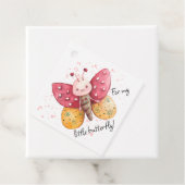 Étiquettes Cadeau Papillon d'aquarelle rose et jaune (En situation)